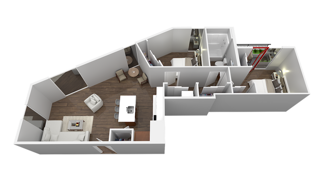 Spacious 2x2 with Private Deck 423 floor plan